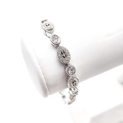 Sale Photo Thumbnail #388: Sterling 925 Silver Bracelet with Marquise & Oval CZ