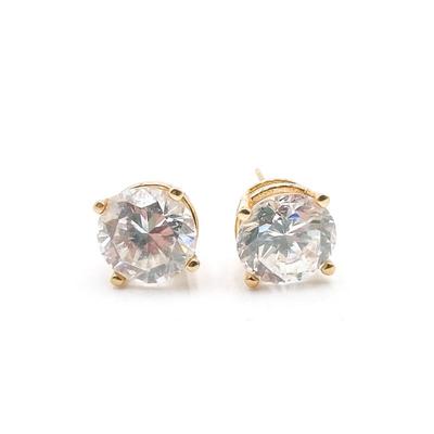 Sale Photo Thumbnail #370: Yellow Gold Diamond Crystal Stud Earrings