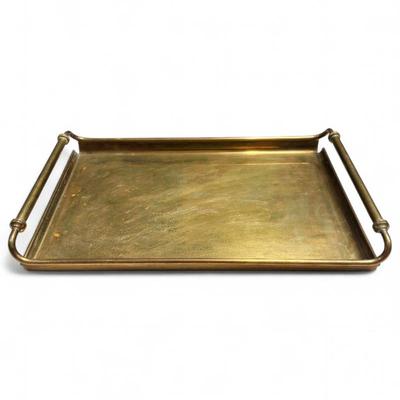 Sale Photo Thumbnail #282: Mid-Century Brass Tray w/ Double Tubular Handles