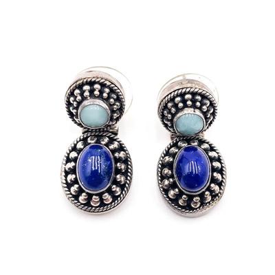 Sale Photo Thumbnail #375: BA Sterling Silver Dangle Earrings w/ Blue-Green Stones