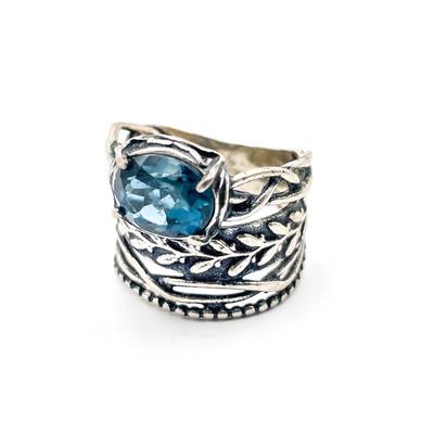 Sale Photo Thumbnail #383: RZ Israel Sterling 925 Wide Blue Topaz Ring