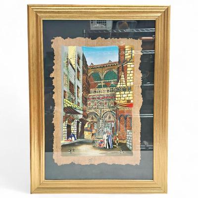 Sale Photo Thumbnail #224: Framed Papyrus Painting of Al-Azhar Mosque by Guss