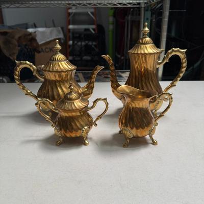 Sale Photo Thumbnail #401: Brass 4-Piece Rococo-Style Tea Set