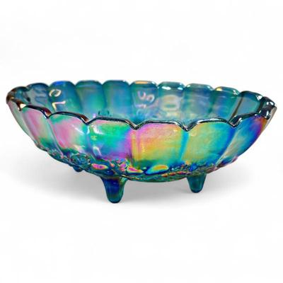 Sale Photo Thumbnail #102: 1970s Indiana Blue Carnival Glass Footed Bowl