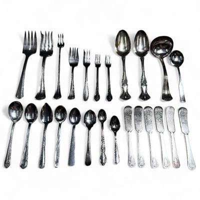 Sale Photo Thumbnail #292: Silver Plate & Stainless Steel Flatware, 25 Pieces