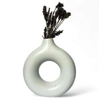 Sale Photo Thumbnail #72: Circular White Ceramic Vase w/ Open Center