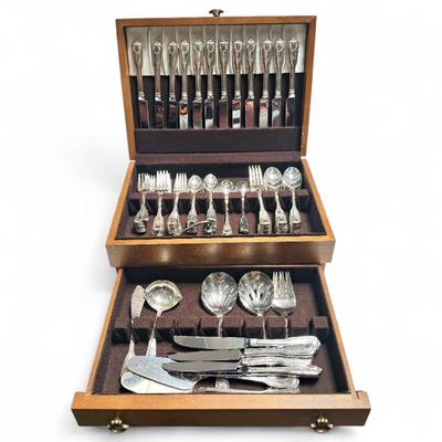 Sale Photo Thumbnail #149: Towle English Shell Silverplate Flatware Set, 93 pcs, 1988–1990