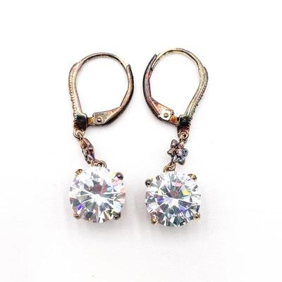Sale Photo Thumbnail #359: Sterling 925 Silver Leverback Earrings w/ Cubic Zirconia