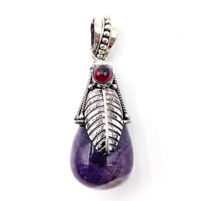Sale Photo Thumbnail #338: Talia Merav Indonesia Sterling Silver Garnet & Amethyst Pendant