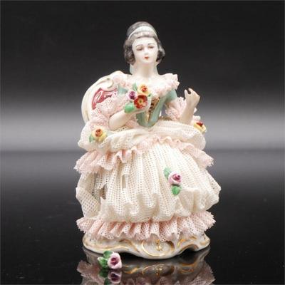 Sale Photo Thumbnail #35: 1950's F. Wessel Porcelain Seated Lady Figurine