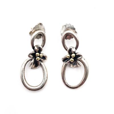 Sale Photo Thumbnail #350: Ann King Sterling Silver & 18K Gold Orchid Earrings