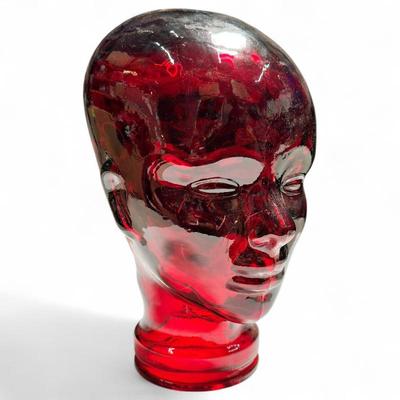 Sale Photo Thumbnail #307: Red Vintage Glass Mannequin Head Sculpture, 1970s
