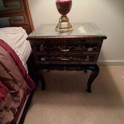 Sale Photo Thumbnail #144: black and brass bedside cabinets