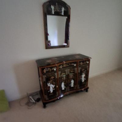 Sale Photo Thumbnail #151: black lacquer cabinet and mirror for hall or bedroom