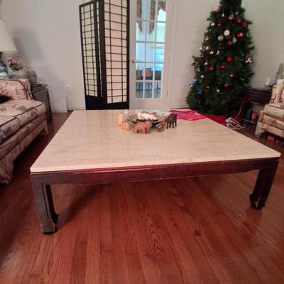 Sale Photo Thumbnail #58: travertine top coffee table