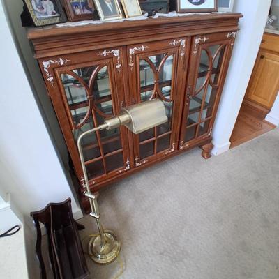 rosewood mother of pearl inlay glass front cabinet