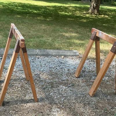 Two Wooden Sawhorses