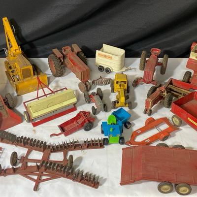 Vintage Pressed Steel Farm Construction Toys