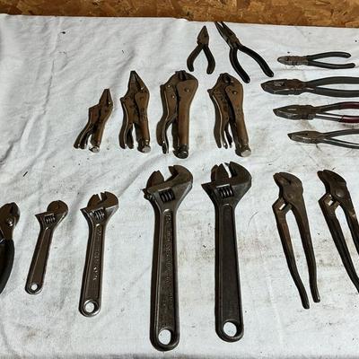 Assortment Of Pilers And Wrenches