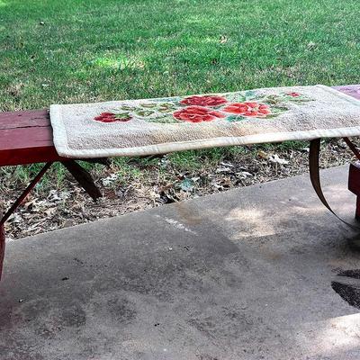Red Wooden Bench 