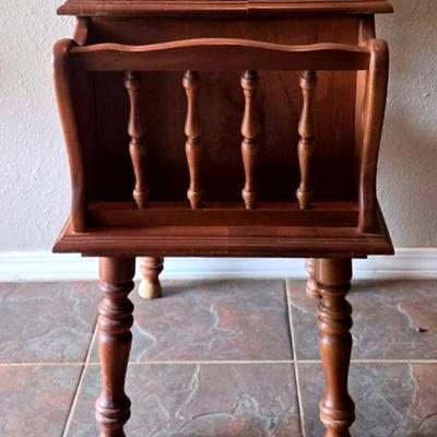 Wooden Side Table with Magazine Rack