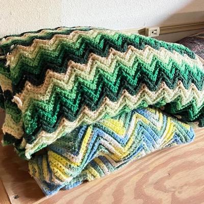 Green Toned Chevron Throws