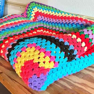 Large Multi-Color Crochet Blanket 