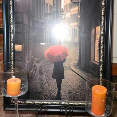 Art Print and Pedestal Candle Holders