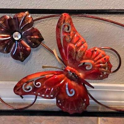 Metal Butterfly and Flower Wall Decor