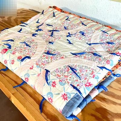 Vintage Colorful Tied Quilt 