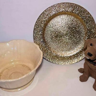 "Robert Stanley" Decorative Plate, Dog Figurine, & Bowl 