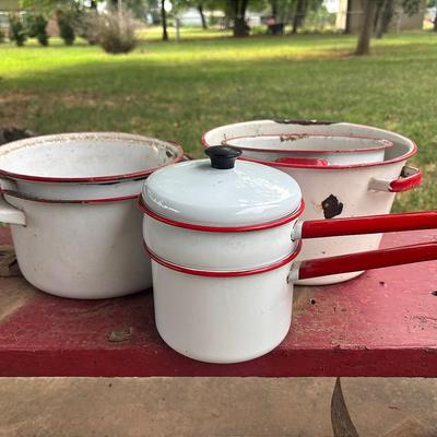 Vintage Enamelware Pots 