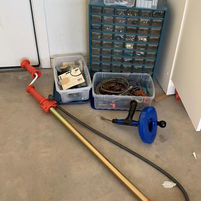 Assorted Tools And Plumbing Snakes