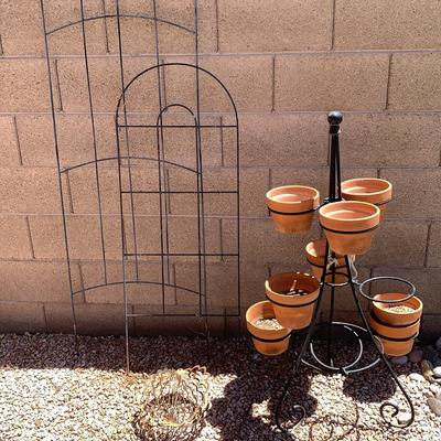 Two Trellis And Plant Pot Holder