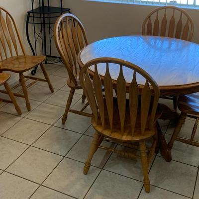 Wooden Table With Leaf And Chairs 