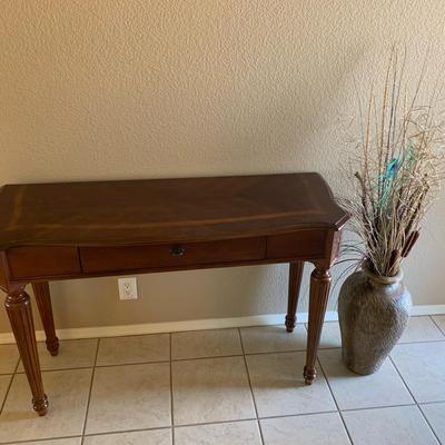 Half Table And Pot With Faux Plant 