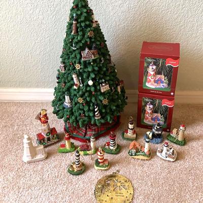First Mate Lighthouse Christmas Tree w/Light House Ornaments 