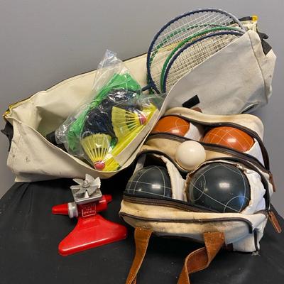 Vintage Bocce Ball Set, Franklin Badminton Set & Sprinkler For Your Lawn