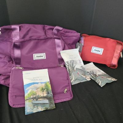 2 Foldie Travel Bags With 3 Travel Kits 