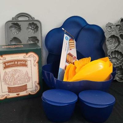 Hansel And Gretel Bundt Pan, Tupperware Bowl, Pourfect Measuring Cups And Bowls