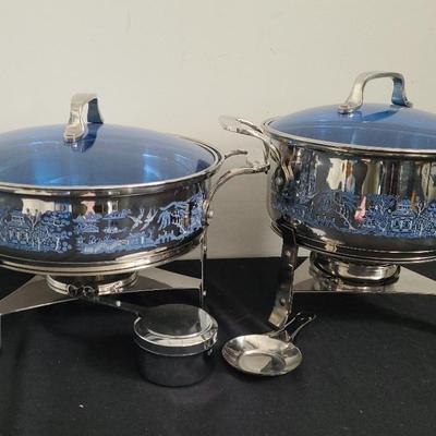 Blue Willow Cuisine Cookware With Chaffing Warmer