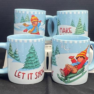 Mary Engelbreit Ink Set of Four Ceramic Christmas Mugs