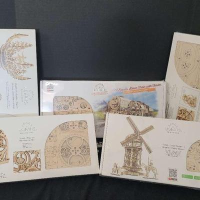 UGEARS Mechanical Models: Theater, Flower, Tower Windmill, V-Express Steam Train