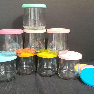Set Of 8 Glass Jars With Rubber Lids