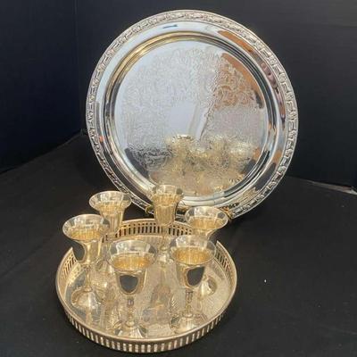 Vintage EPNS Cordial 7pc Set With Oneida Serving Tray