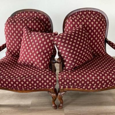 Pair of Bassett Upholstered Arm Chairs