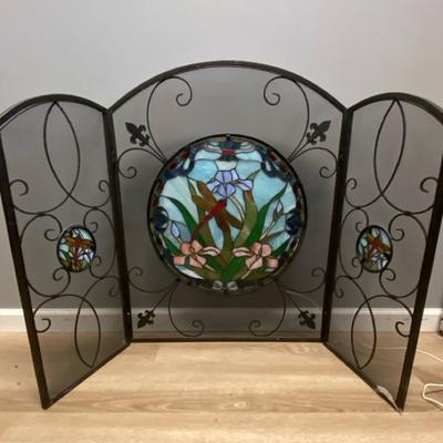Faux Stained Glass Fireplace Screen