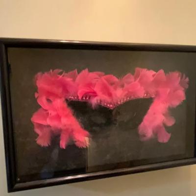 Shadow box feathered decor 