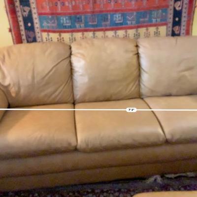 Sale Photo Thumbnail #21: Tan Leather Couch - 7.5 foot in length - excellent condition 