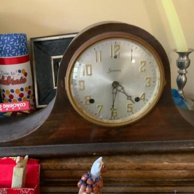 Sale Photo Thumbnail #28: Antique wooden mantel clock 